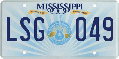 MS license plate LSG049