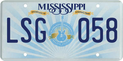 MS license plate LSG058