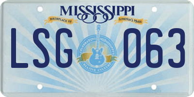 MS license plate LSG063