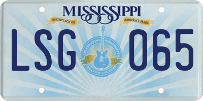 MS license plate LSG065
