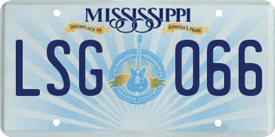 MS license plate LSG066