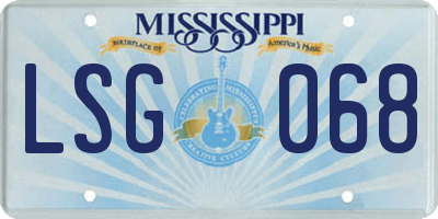 MS license plate LSG068