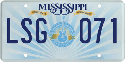 MS license plate LSG071