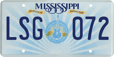 MS license plate LSG072