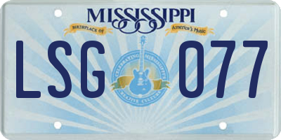 MS license plate LSG077