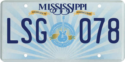 MS license plate LSG078