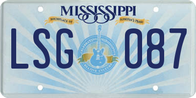 MS license plate LSG087