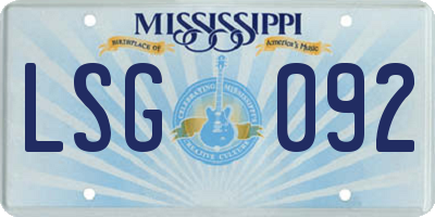 MS license plate LSG092