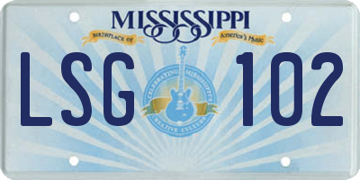 MS license plate LSG102