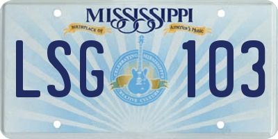 MS license plate LSG103
