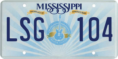 MS license plate LSG104