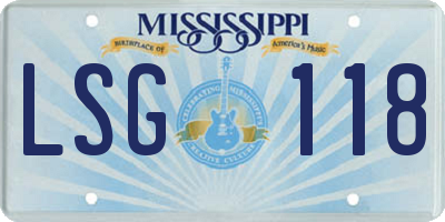 MS license plate LSG118