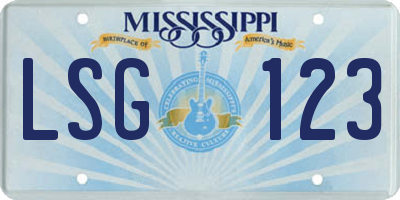 MS license plate LSG123