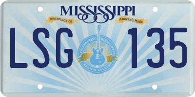 MS license plate LSG135