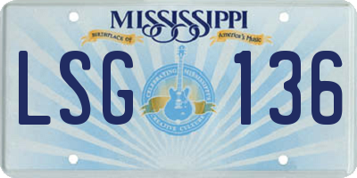 MS license plate LSG136
