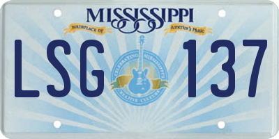 MS license plate LSG137
