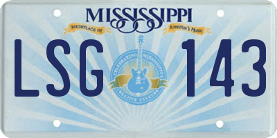 MS license plate LSG143
