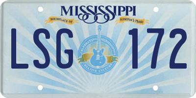 MS license plate LSG172