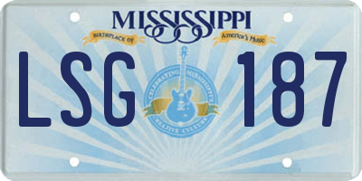 MS license plate LSG187