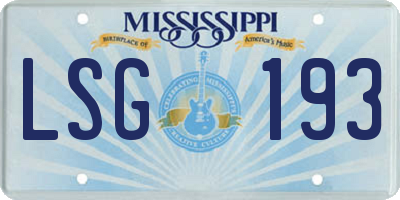 MS license plate LSG193