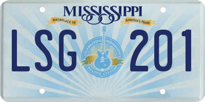 MS license plate LSG201