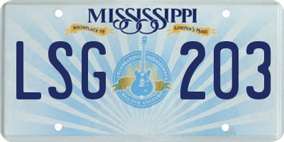 MS license plate LSG203