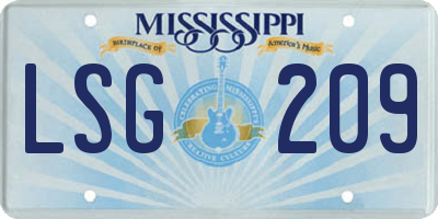MS license plate LSG209