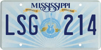MS license plate LSG214