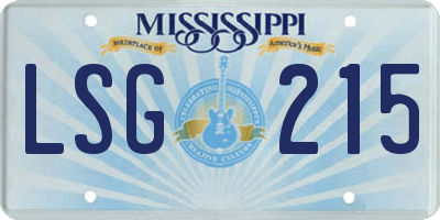 MS license plate LSG215