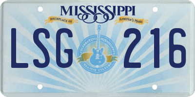 MS license plate LSG216