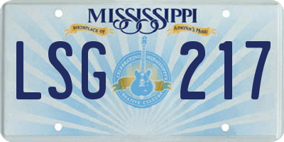 MS license plate LSG217