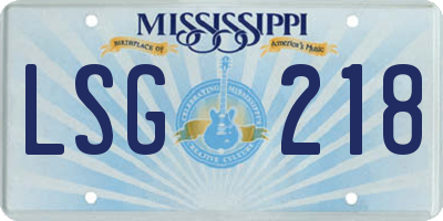 MS license plate LSG218