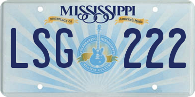 MS license plate LSG222