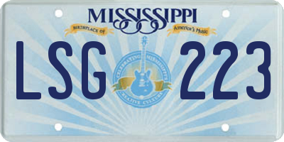 MS license plate LSG223