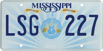 MS license plate LSG227