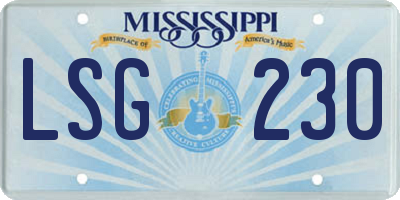 MS license plate LSG230