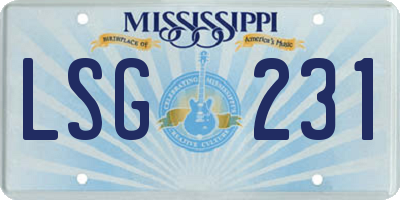 MS license plate LSG231