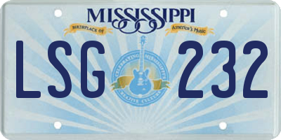 MS license plate LSG232