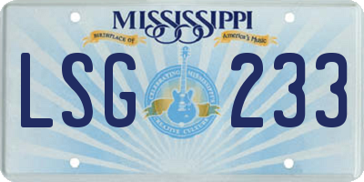 MS license plate LSG233
