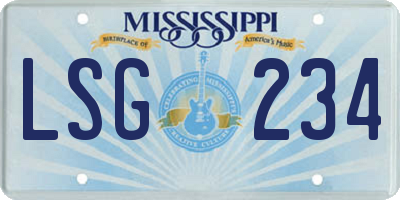 MS license plate LSG234