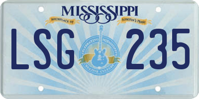 MS license plate LSG235