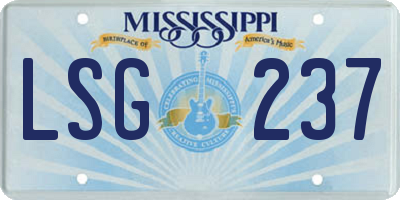 MS license plate LSG237