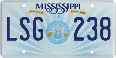 MS license plate LSG238