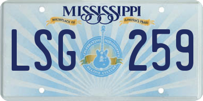 MS license plate LSG259