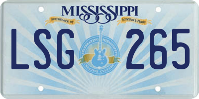 MS license plate LSG265