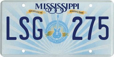 MS license plate LSG275