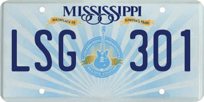 MS license plate LSG301