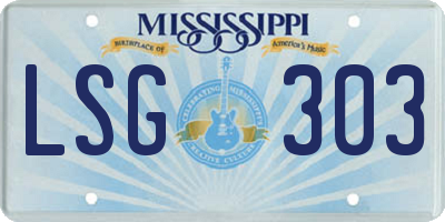 MS license plate LSG303