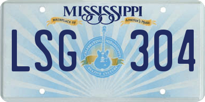 MS license plate LSG304