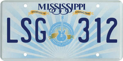 MS license plate LSG312